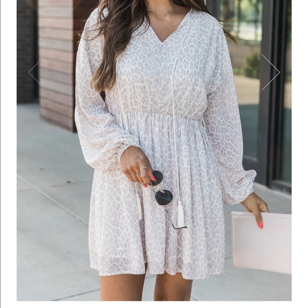What’s happening beige animal print dress